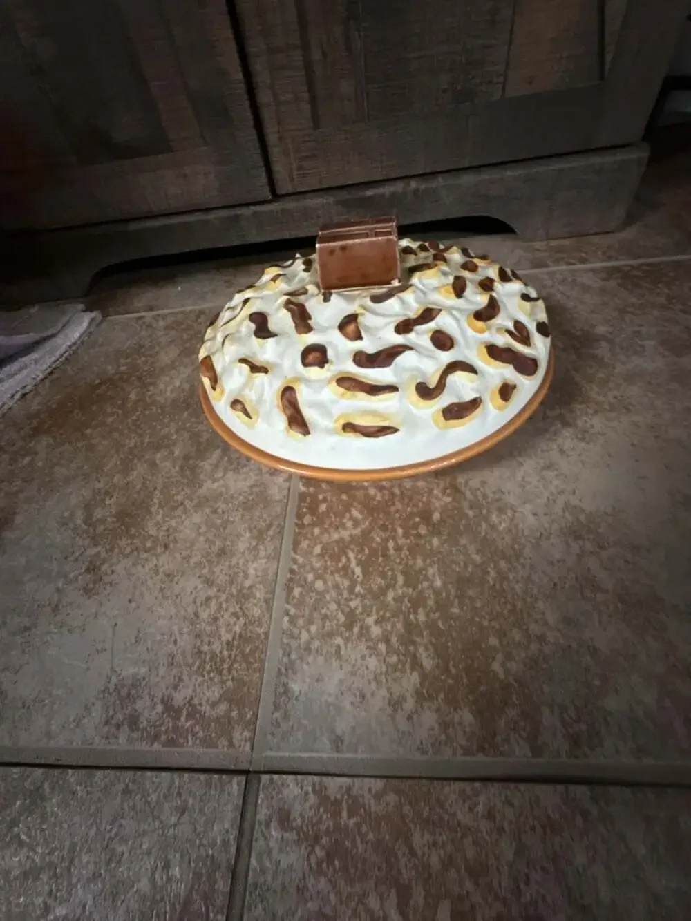 Ceramic Chocolate Topped Whipped Cream Pie Lid